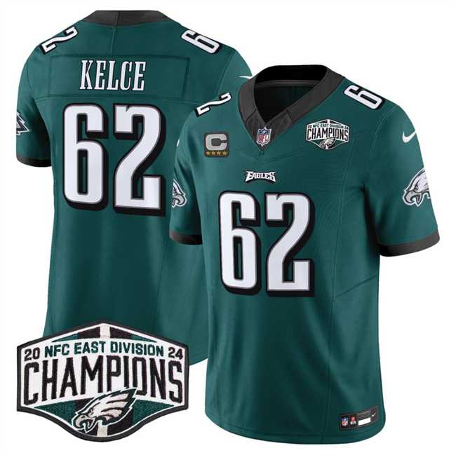 Men%27s Philadelphia Eagles #62 Jason Kelce Green 2024 NFC East Champions With 4-Star C Patch F.U.S.E. Vapor Untouchable Limited Stitched Jersey->philadelphia eagles->NFL Jersey